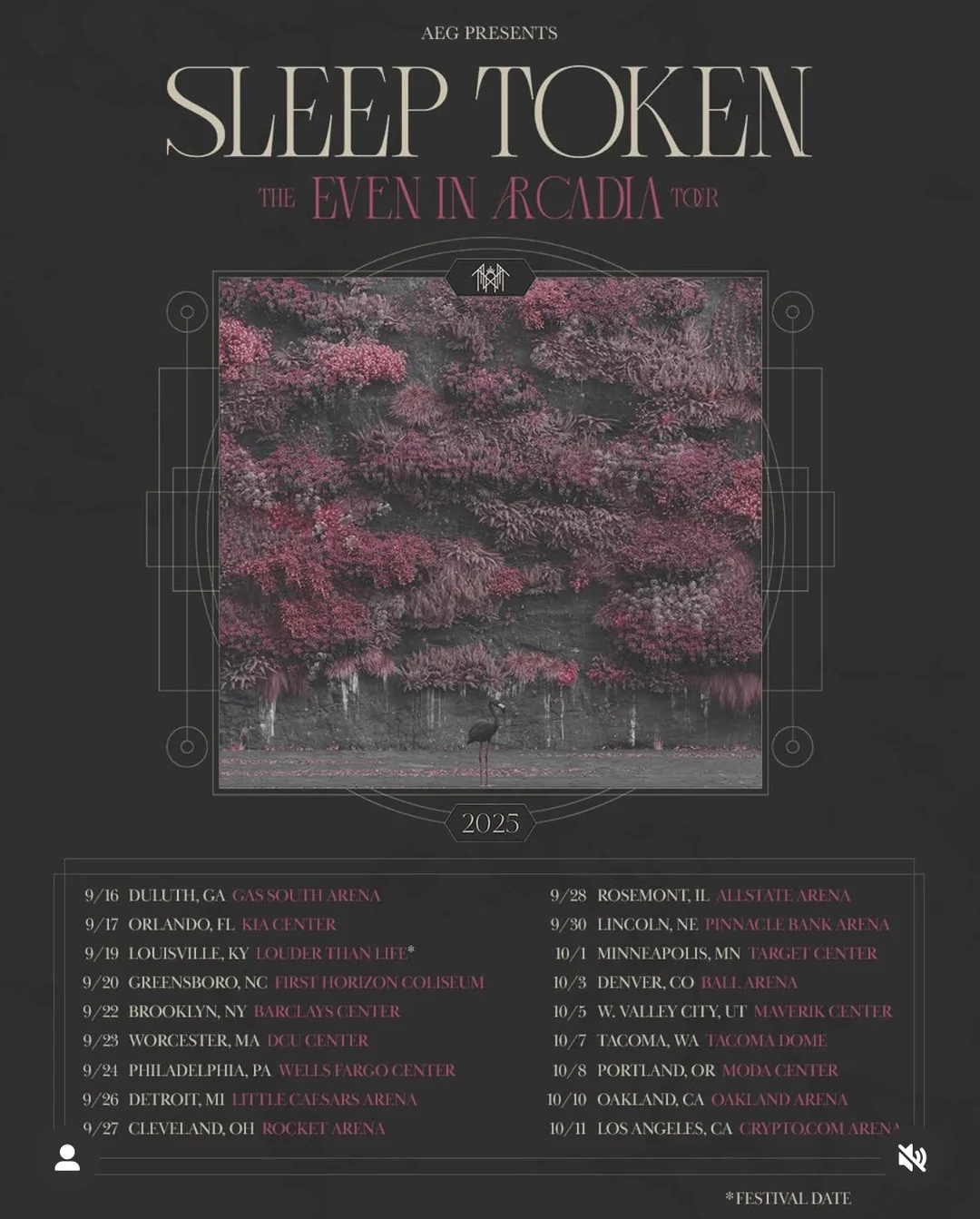 Sleep Token Even in Arcadia Tour Poster 2025